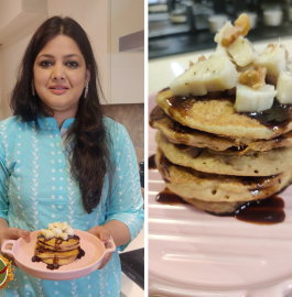 Eggless Banana Oats Pancakes Recipe