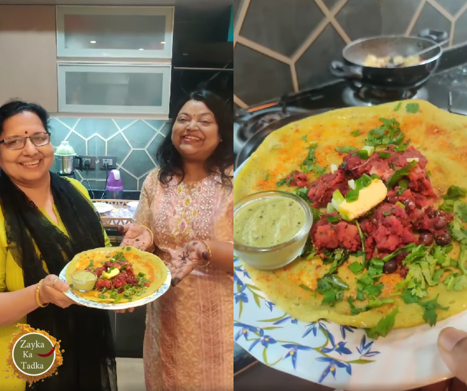 Lahsuni Palak Dosa With Beetroot Aloo Masala Recipe