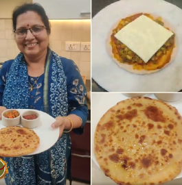 Spring Onion Pizza Paratha Recipe