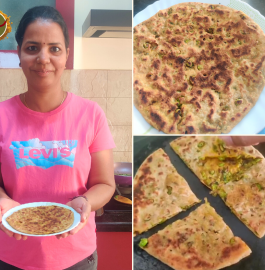Lahsuni Matar Paratha | Matar Ka Paratha Recipe
