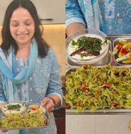 Green Rice With Raita And Salad Recipe