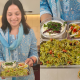 Green Rice With Raita And Salad Recipe