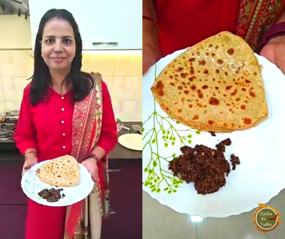 Roasted Garlic Chutney With Paratha Recipe