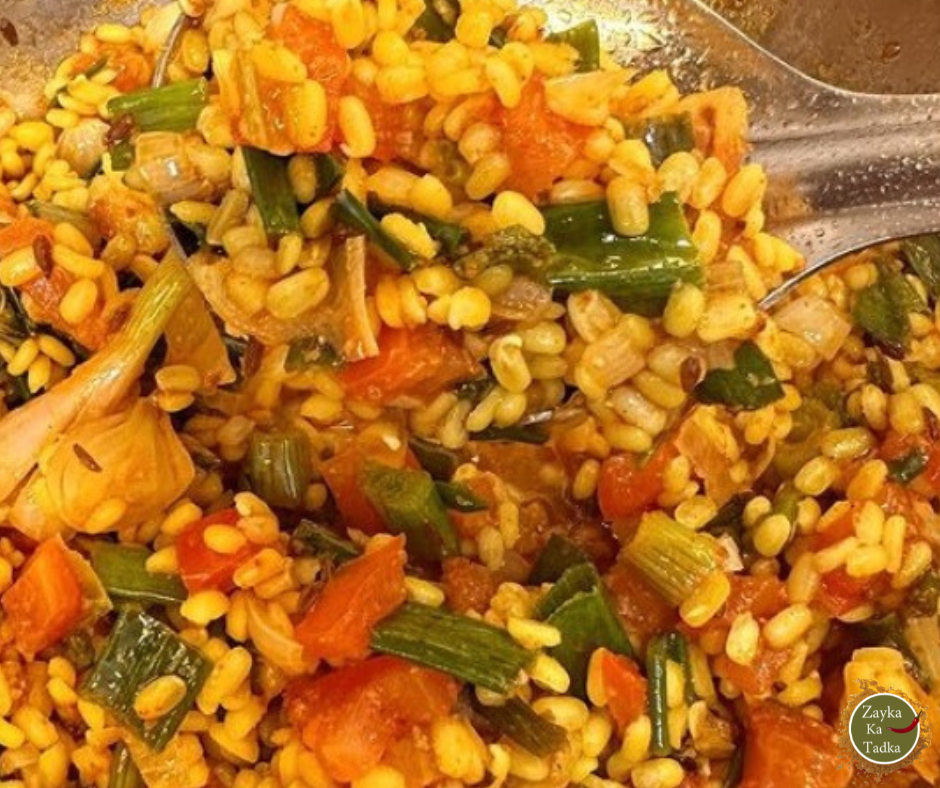 Spring Onion Moong Dal Ki Sabji Recipe