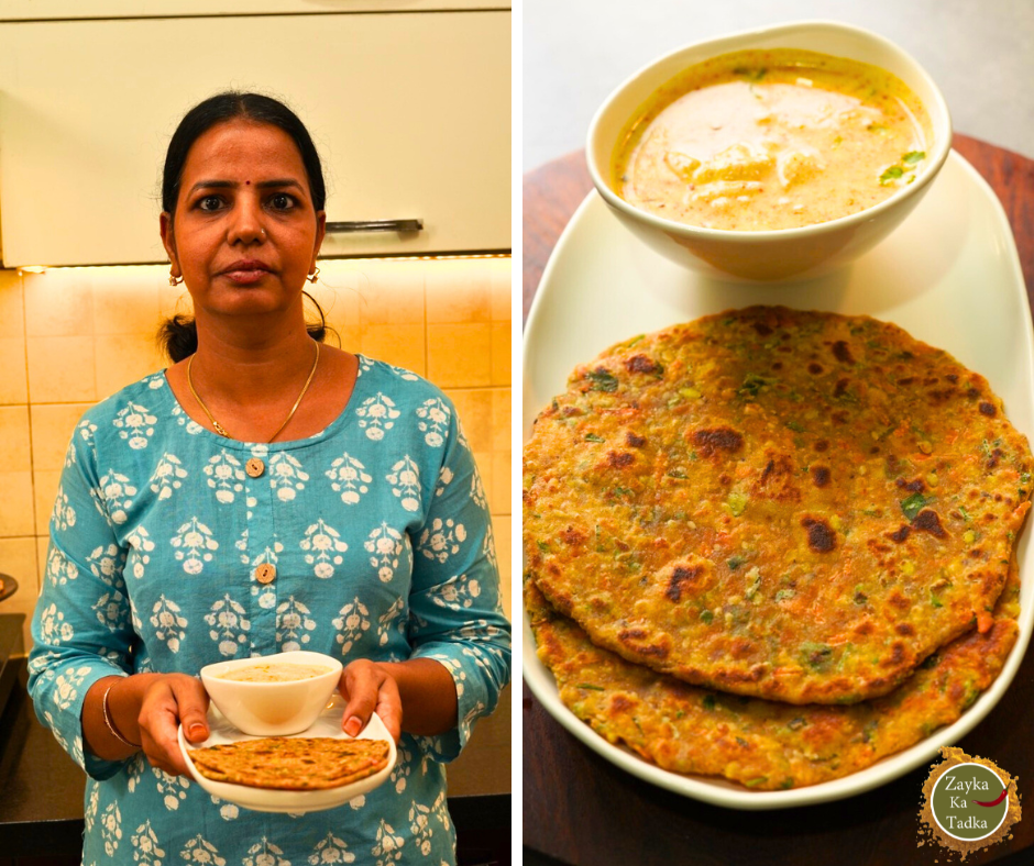 Veg Moong Dal Paratha With Aloo Ka Raita Recipe