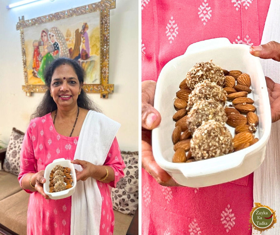 Instant Badam Coconut Ladoo | Coconut Almond Laddu Recipe