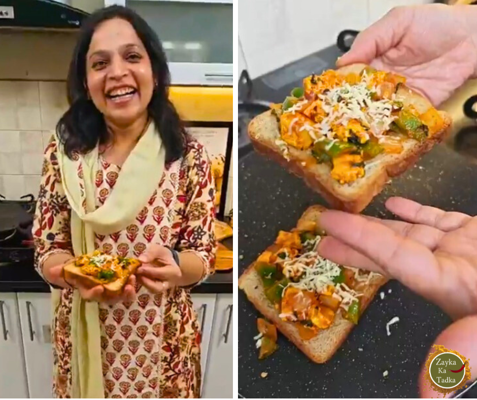 Paneer Tikka Open Toast Recipe