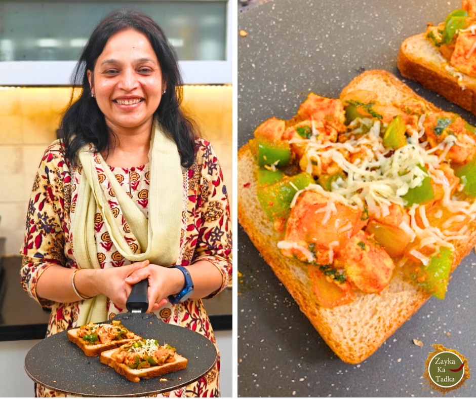 Paneer Tikka Open Toast Recipe