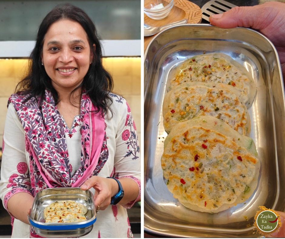 Sooji Paneer Pancakes Recipe