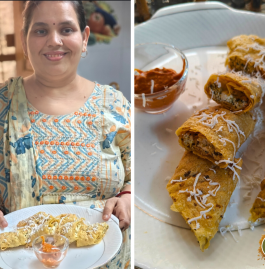 Papad Paneer Roll Recipe