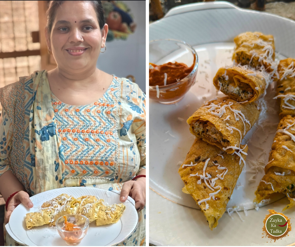 Papad Paneer Roll Recipe