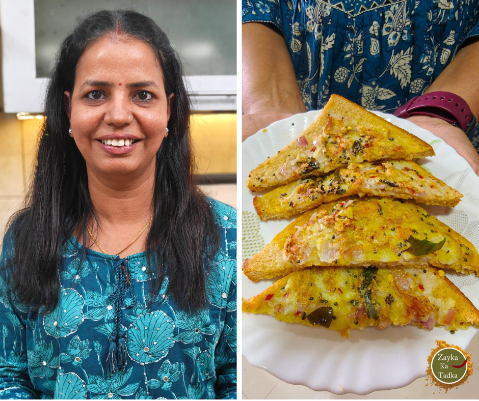 Open Aloo Tadka Toast Recipe