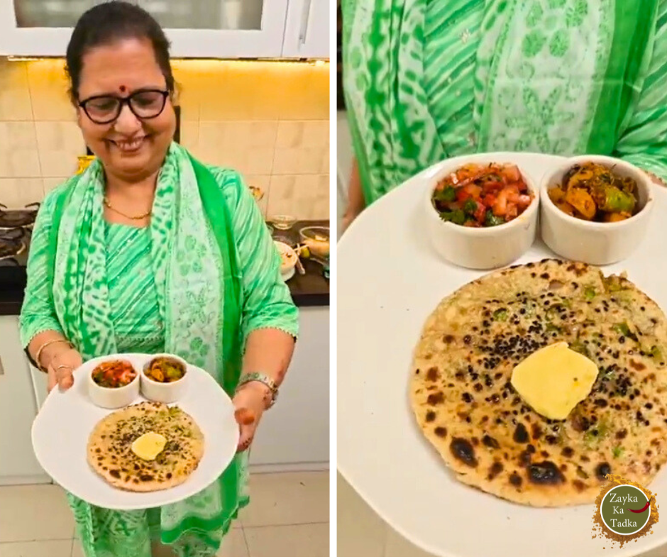 Matar Stuffed Kulcha With Pyaz Ka Achar Recipe