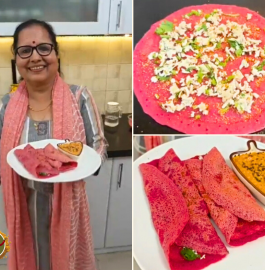 Pink Dosa | Beetroot Dosa Recipe