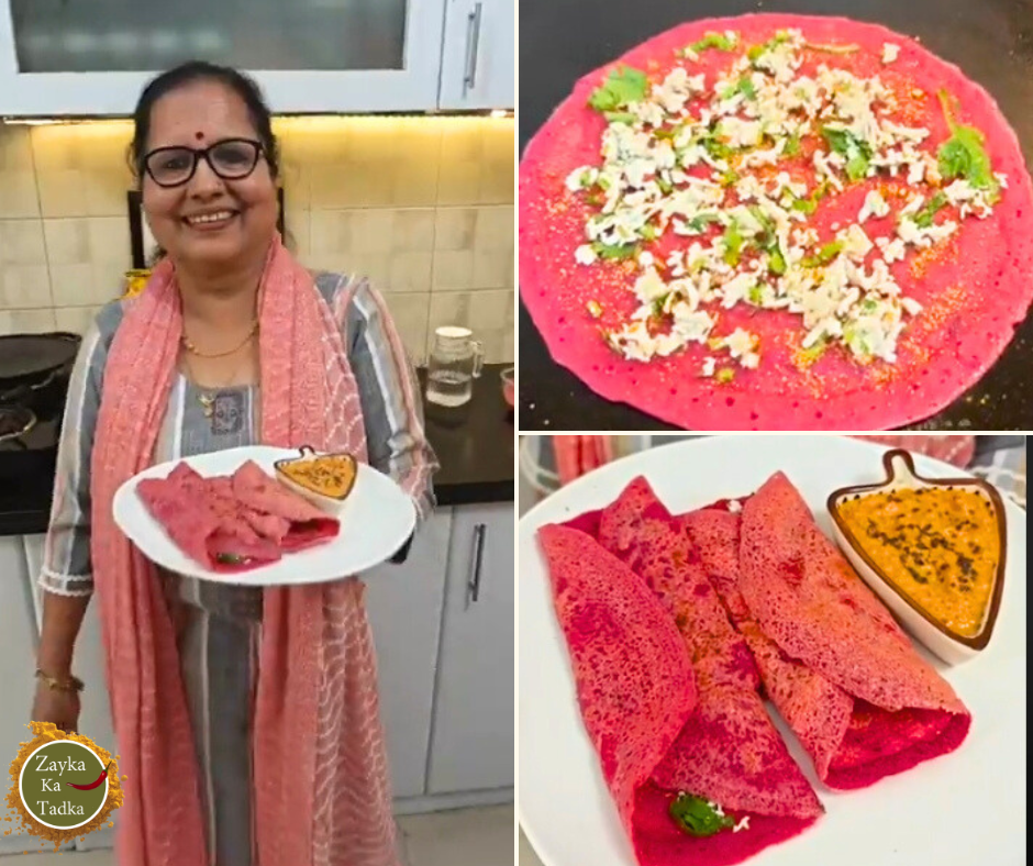 Pink Dosa | Beetroot Dosa Recipe